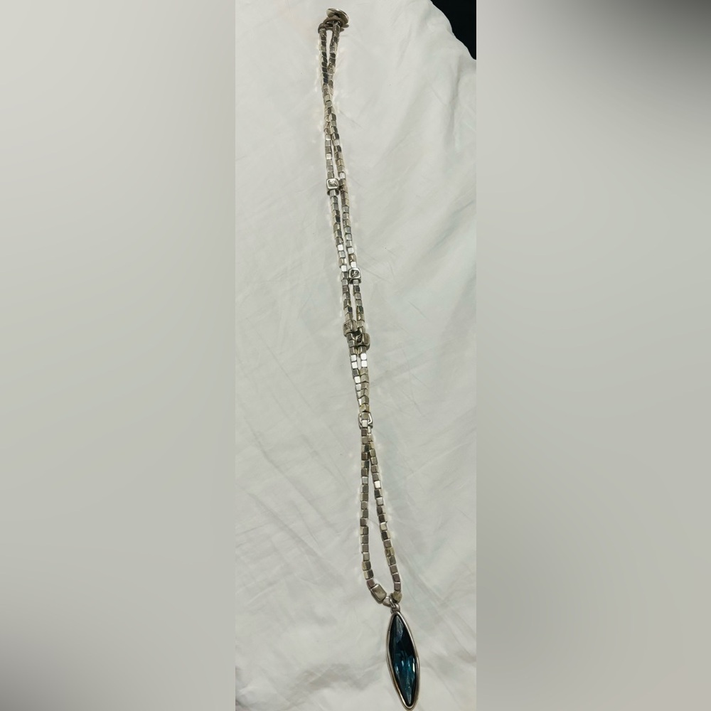 Uno de 50 Illuminating Blue Swarovski Crystal long Necklace